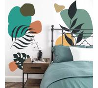 WandSticker4U®- BOHO stickers muraux FEUILLES XXL (88x78 cm) I Autocollant mural chambre adultes plantes minimalistes I Decoration murale salon moderne formes abstraites cuisine couloir bureau