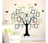 WandSticker4U®- Grand stickers muraux ARBRE PHOTO (160x240 cm) I Autocollant mural arbre de vie famille coloré branche feuilles oiseaux I Décor murale salon chambre couloir chambre adulte XXL
