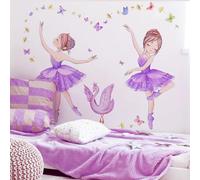 WandSticker4U®- Stickers muraux BALLERINE violet (119x75 cm) I Autocollant mural chambre fille danseuse ballet princesse papillons I Déco murale chambre enfant fille bébé crèche