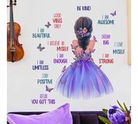 WandSticker4U®- Stickers muraux FILLE en VIOLET (66x70 cm) I Autocollant mural chambre fille citation phrase positive motivation fée robe lilas princesse I déco murale chambre enfant bébé ado