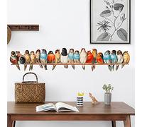WandSticker4U®- Stickers muraux OISEAUX sur BRANCHE rétro (L: 90 cm) I Autocollant mural chambre adulte oiseaux aquarelle arbre printemps été I Déco murale salon chambre cuisine entrée couloir