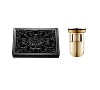 WANGBINGXING Siphon De Sol Drain Noir en Laiton for Salle de Bain, carré for Douche, piège à déchets, Grille avec Drains Cheveux 10x10cm(A2)
