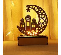 WANG rtisanat de l'Aïd - Lampe de Nuit Ramadan Mubarak, Décoration 3D, Fait Main, en Bois, avec Étoile Lunaire, Décoration Cadeau pour Musulmans, Articles pour la Maison et Fêtes (Palais de la Lune