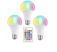 WANGPEI Ampoule de Couleur LED E27 RGB,Lampe à Vis Edison Dimmable à Changement de Couleur 5W Avec Télécommande IR,Lumières D'ambiance 16 Couleurs pour la Maison,Fête,Bar,Disco KTV,etc.3Paquets