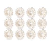 Wanjorlay Lot de 12 serviettes anneau de serviettes de table de mariage avec perle blanche