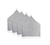 Wankd Housse de Chaise Noel,Lot de 4 Couverture de Chaise père noël Bonnet de Chaise Noël Christmas Chair Cover pour Décoration de Noël Dîner Party-Chapeau de Chaise Noël (Gris)