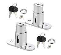 WANLIAN Serrure à tiroir Serrure à piston Serrure pour porte coulissante | 2 pièces serrures à poussoir pour classeurs,portes de placard,serrures de porte coulissante,tiroirs,fenêtre,vitrines (Argent)