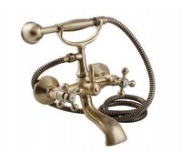 Wannen-Brause-Wandarmatur Retro Messing antik Stilo