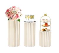 wanwanper - Lot de 3 vases en carton de mariage - Pliables - En carton - En forme de colonne - Avec couvercle en acrylique - Décoration pour mariage, fête, jardin