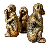 Wanwanzi Lot de 3 statues de singes sage - N'entendez pas le mal, ne voyez pas le mal - Figurines en résine bureau décoration - Cadeau mémorable
