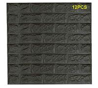 WANWEITONG 3D Papier Peint Briques, Stickers Muraux 3d Brique, DIY Auto-Adhésif Autocollants Imperméable Stickers Imitation Brique Décoration pour le Bureau à la Maison de Salon (12 Pièce, Gris)