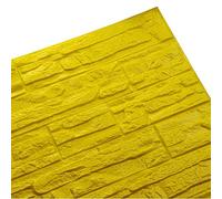 WANWEITONG PE Mousse Papier Peint en 3D Auto-Adhésif Bricolage Autocollants Muraux Décor Mural en Relief Brique en Pierre pour Chambre Séjour Décoration d'intérieur 60 * 60cm (12 Pcs, Jaune)