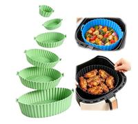 WANWEN Moules en Silicone Ronds, Lot de 6 Tailles, Silicone Alimentaire, -20 à 220 °C, Pliables et Réutilisables, pour Air Fryer, Four et Micro-ondes (Vert)