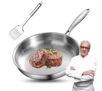 WANWEN Poêle en titane avec couvercle, poêle en titane pur pour la cuisson, naturellement antiadhésives pour toutes les plaques de cuisson (no lid,26cm)