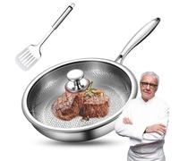 WANWEN Poêle en titane avec couvercle, poêle en titane pur pour la cuisson, naturellement antiadhésives pour toutes les plaques de cuisson (with lid,28cm)