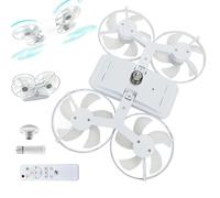 WANWEN Ventilateur de Plafond avec Telecommande et Lumière Plafonnier LED, 3 Modes de Couleur, Style Drone Moderne, Douille E27, Tige d'Extension, Convient aux Chambres, Salons et Bureaux (Blanc)