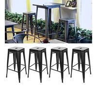 WANZHE Tabouret de Bar en Métal Lot de 2/4, 76cm Tabouret Haut Empilable Tabouret de Comptoir Industrielle pour Bar Bistro Cuisine, Max. 150kg (4, Noir)