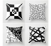 Wanziho Lot de 4 Housses de Coussin 45x45 cm Housse de Coussin Blanc Noir Moderne Coussin Decoratif Coussin Canape en Lin Coussin Exterieur pour Salon Chambre Cour Jardin Voiture Maison Deco Automne