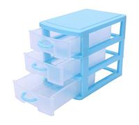 Waoclowr Mini tiroir translucide type boîte de rangement en plastique (bleu, 3 couches)