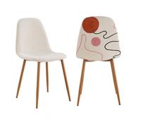 WAP - Lot de 2 Chaises Motifs Colorés Pieds Effet Bois