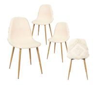 WAP - Lot de 4 Chaises Blanches à Motifs Pieds Effet Bois
