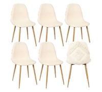 WAP - Lot de 6 Chaises Blanches à Motifs Pieds Effet Bois
