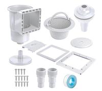 Wapasezyar Lot de 10 skimmer encastrables pour piscine - Buse d'entrée - Grand panier - Raccord de tuyau 32/38 mm - Rabat de fermeture d'hiver pour nettoyage de piscine - Paroi en acier - Entretien de