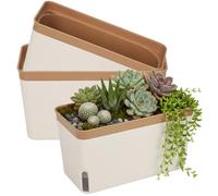 Wapasezyar Lot de 3 pots de fleurs auto-arrosants, 27 cm, rectangulaires, pour balcon, jardinière, herbes aromatiques, avec système d'irrigation ERD, pour cuisine, balcon, rebord de fenêtre