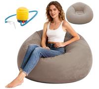 Wapasezyar Pouf gonflable pour l'intérieur - 105 x 105 x 60 cm - Canapé gonflable Lazy sans rembourrage - Pour salon, chaise longue et chambre à coucher - Fauteuil gonflable pour adulte - Marron clair