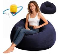 Wapasezyar Pouf gonflable pour l'intérieur - 105 x 105 x 60 cm - Canapé gonflable Lazy sans rembourrage - Pour salon, chaise longue et chambre à coucher - Fauteuil gonflable pour adulte - Bleu