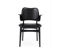 Warm Nordic Chaise Gesture. assise et dossier revêtus de textile cuir Prescott 207 black. structure en hêtre laqué noir. assise rembourrée. dossier rembourré