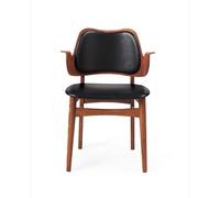Warm Nordic Chaise Gesture. assise et dossier revêtus de textile cuir Prescott 207 black. structure en chêne huilé teck. assise rembourrée. dossier rembourré