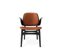 Warm Nordic Chaise lounge Gesture cuir sevilla 4001 black. structure en hêtre laqué noir