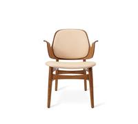 Warm Nordic Chaise lounge Gesture cuir vegetal 90 nature. structure en chêne huilé teck. assise de couleur café au lait