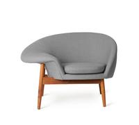Warm Nordic Fauteuil Fried Egg tissu canvas 134 grey melange. pieds en teck huilé
