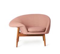 Warm Nordic Fauteuil Fried Egg tissu canvas 614 pale rose. pieds en teck huilé