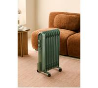 WARM OIL RETRO - Radiateur À Bain D’huile 9 Éléments 2000 W Avec Roulettes Sauge. Basse Consommation