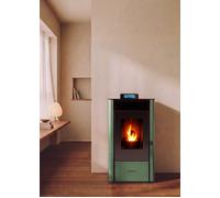 WARM PELLET CONNECT - Poêle À Granulés 10 Kw Pour Intérieur Sans Fumée Avec Wifi Sauge. Basse Consommation