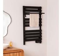 CREATE / Warm Towel 500W / Sèche-Serviettes électrique Noir avec étagère / 96,9x5x55 cm/pour Sol ou Mur, minuterie, écran LCD, Faible consommation, temporisateur