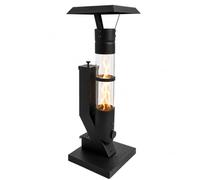 WARMATEK® Lumo Poêle à granulés pour extérieur 3000 W - Cheminée à granulés pour terrasse sans électricité ni gaz, avec flamme en verre, pour jardin, balcon, terrasse et véranda, réservoir de granulés