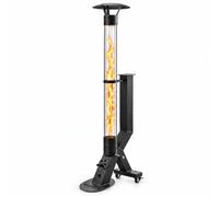 WARMATEK® Patio + Poêle à granulés Premium pour terrasse 5000 W - Cheminée à granulés scandinave d'extérieur sans électricité ni gaz, avec haute flamme en verre, bac à granulés de 2,8 kg, pour jardin