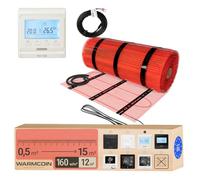 WARMCOIN® Plancher Chauffant Électrique 160W/m² - Natte Chauffante Faible Épaisseur pour Rénovation et Salle de Bain - Technologie Twin Double Conducteur (W51 Blanc Thermostat, 12,0m²)