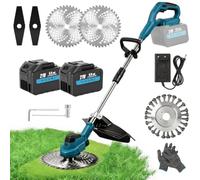 Warmfay Débroussailleuse à batterie 3 en 1 21 V avec 2 batteries de 6 Ah et | Débroussailleuse sans balais 27 000 tr/min avec manche télescopique et indicateur de niveau de batterie LCD pour l'entretien