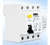 Warmfay Disjoncteur différentiel FI 63 A 300 mA 4 pôles, disjoncteur différentiel type B, interrupteur à courant alternatif, fusible automatique, interrupteur FI pour bornes de charge murales
