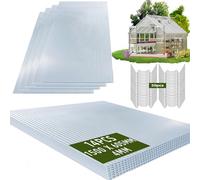 Warmfay Lot de 14 plaques alvéolaires en polycarbonate de 4 mm - 1500 x 605 mm - Double paroi - 12,7 m² - Avec 50 pinces - Découpables - Résistantes aux UV - Pour serre, abris de voiture, etc