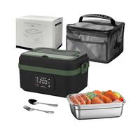 Warmfunn Gamelle Chauffante,1L 16000mAh Rechargeable Lunch Box Chauffante,6 températures, Boîte à lunch électrique sans fil pour adultes, pour Voyage,Bureau,pique-nique (green)