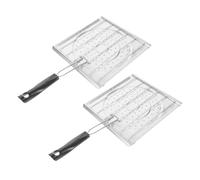 Warmhm 2 Pièces Grille de Camping Pliable en Acier Inoxydable avec | Plateau Compact pour Barbecue et Camping, Noir, Résistant à Déformation, Facile à Nettoyer