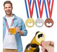 Warmhm 3 Pièces Ouvre-bouteille de Médaille Ronde en Alliage de Zinc Plat Léger et Multifonctionnel, pour Fêtes et Événements en Plein Air