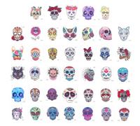 Warmhm 40 Autocollants Temporaires Visage Halloween en Papier Imperméable, Tatouages Éphémères de Crâne pour Décoration Corporelle