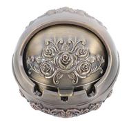 Warmhm Cendrier Créatif Rond Design en Cuivre, avec Couvercle | Portable, Anti-chute, pour Terrasse et Salon, Décoratif, Contient les Cendres, Style Moderne